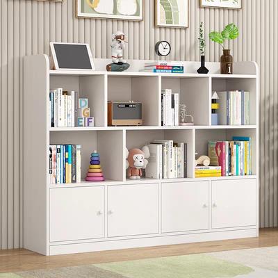 实木书柜置物柜落地儿童书架置物架白色简约客厅教室矮柜组合格子