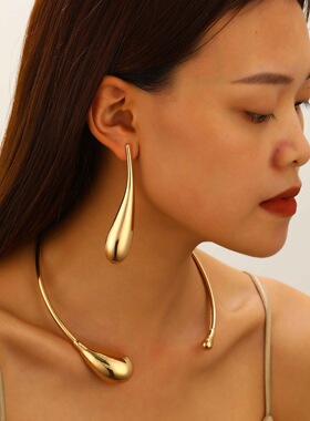 欧美流行配饰夸张朋克风大水滴耳钉吊坠时尚潮流项圈锁骨链女