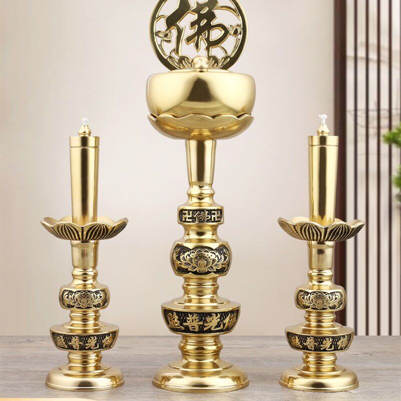 纯铜油灯酥油灯盏苏油灯三支佛字寺E庙供奉佛灯佛前供灯家用长明