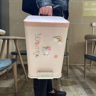 脚踩家用客厅卧室厨房带盖卫生间厕所脚X踏式 可爱垃圾桶卡通款 202