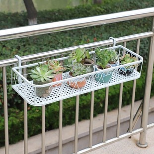 阳台栏杆挂式 欧式 花架铁艺v户外悬挂窗台挂栏绿植挂钩花盆架置物
