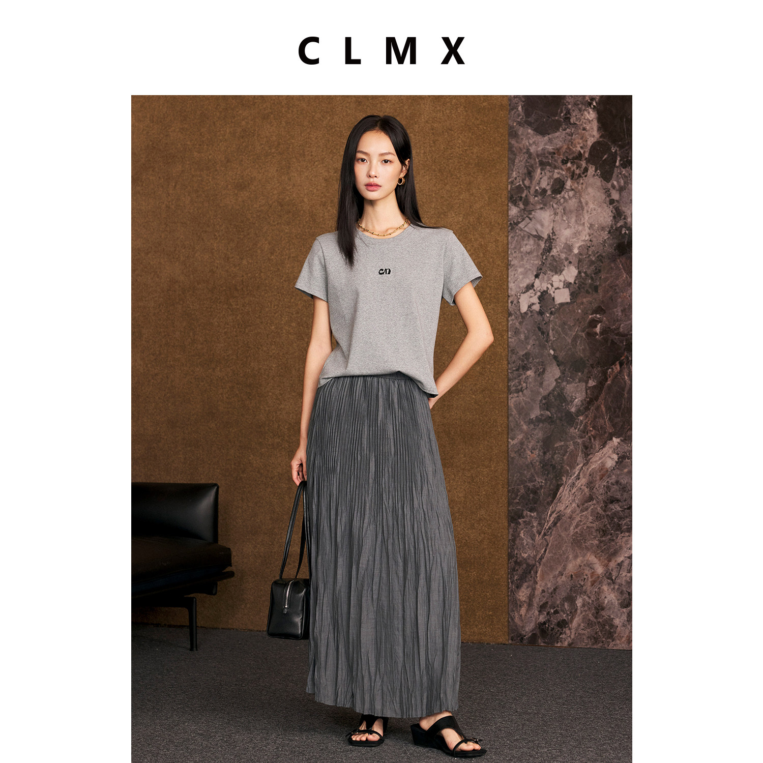 CLMX棉质修身字母短袖T恤女款