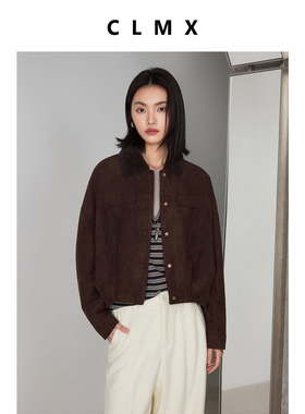 CLMX廓形兼顾立体与松弛感白鹅绒拼接翻领长袖橡筋下摆羽绒外套