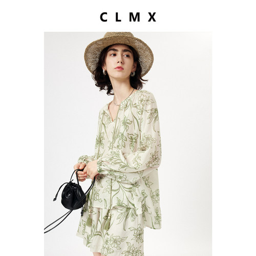 莱赛尔亚麻混纺长袖上衣/短裤