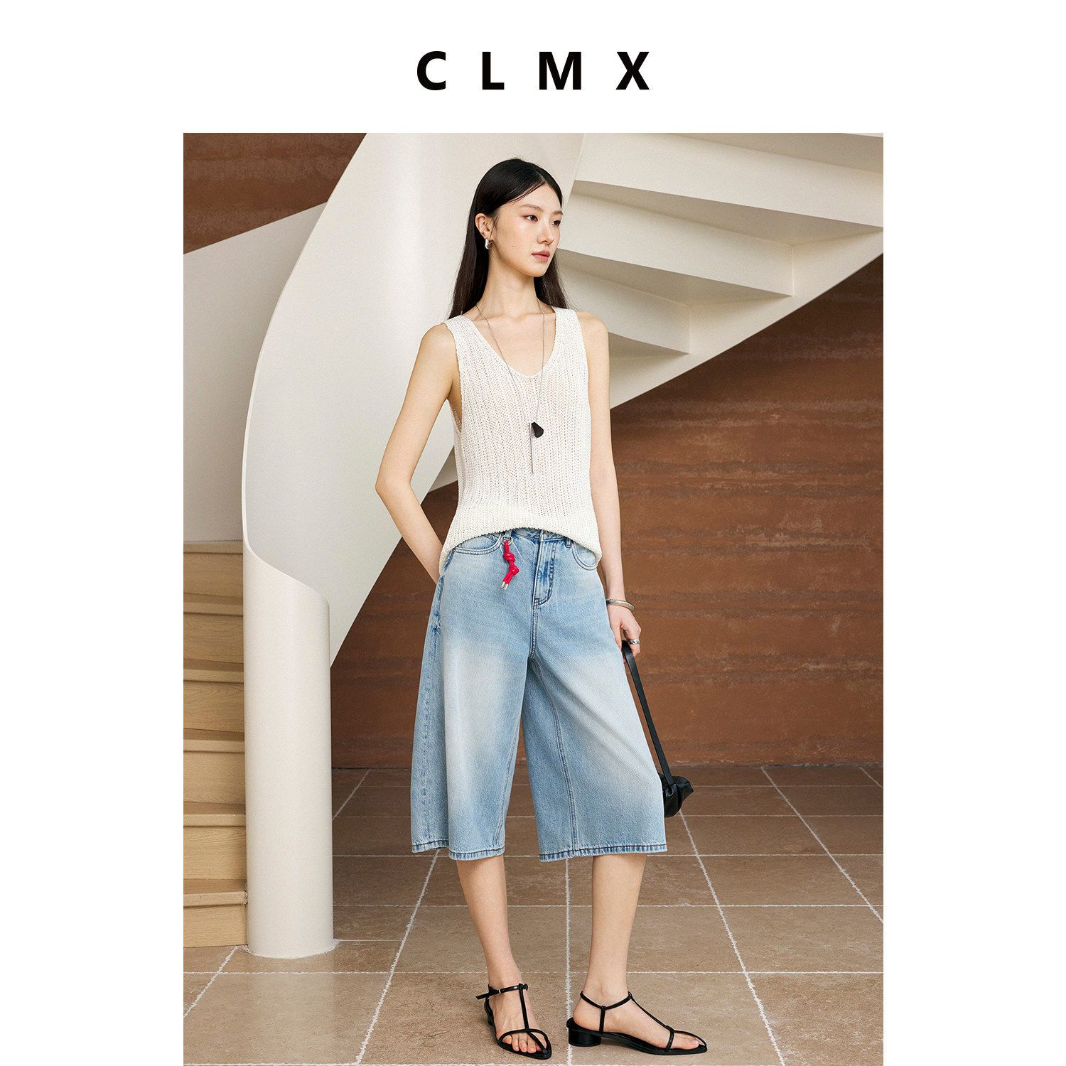CLMX真丝莱赛尔夏季V领背心女