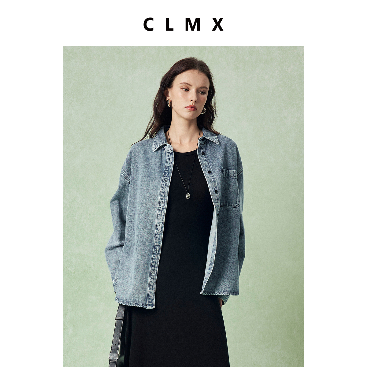 CLMX定制莱赛尔汉麻棉牛仔 翻领挺阔有型衬衫小脚牛仔裤套装