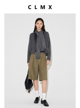 CLMX 秋冬休闲山羊绒羊毛混纺花纱面料花纱围巾