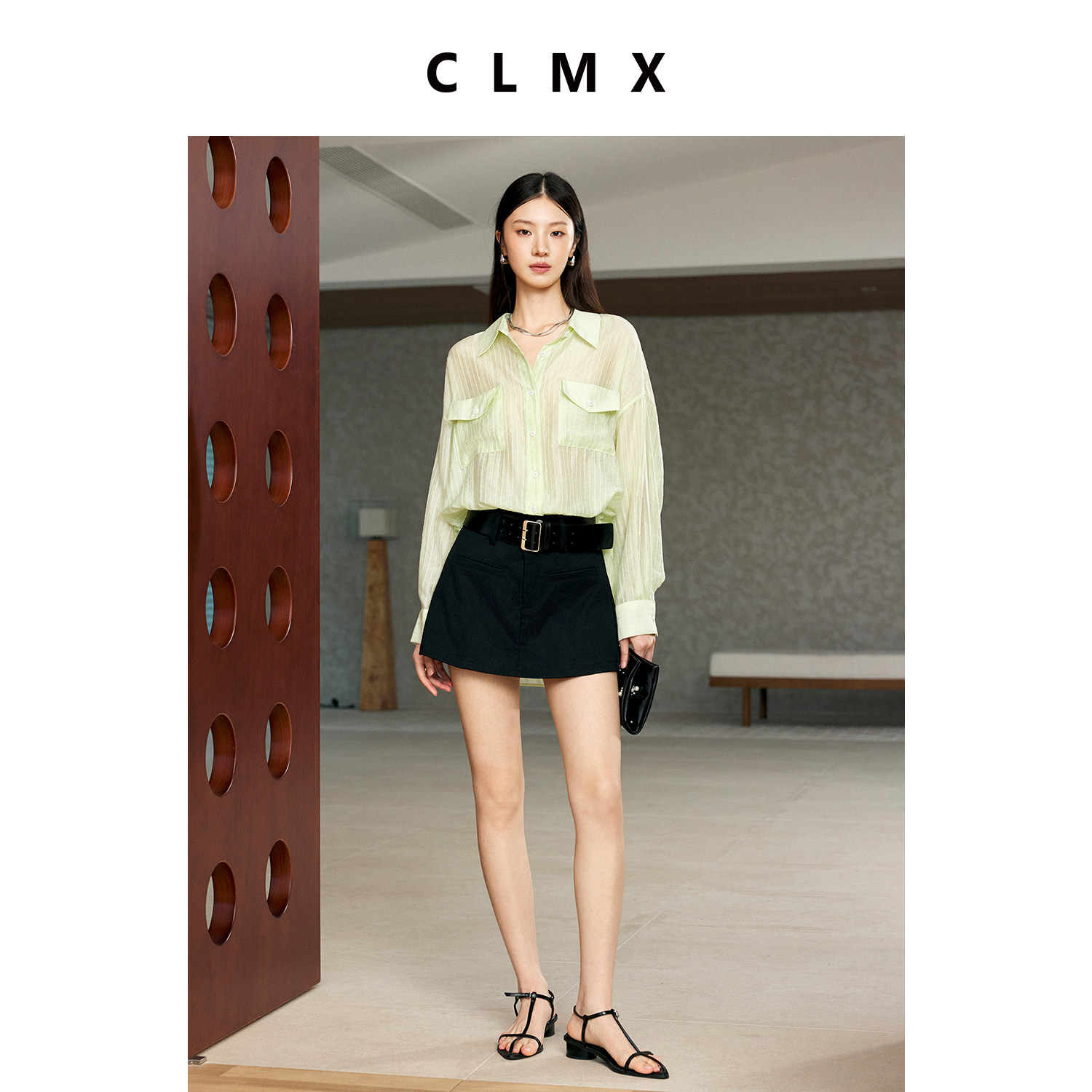 CLMX莱赛尔夏季轻薄条纹衬衫