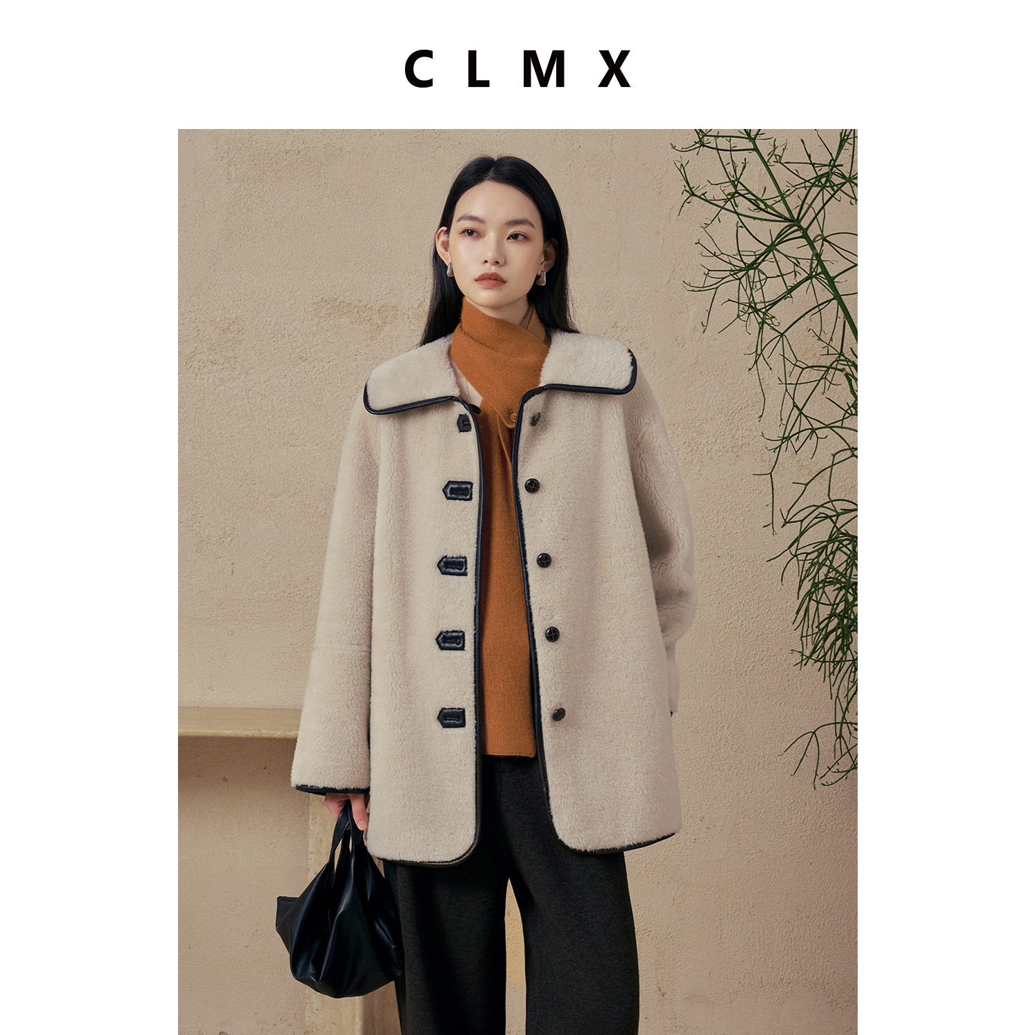 CLMX100%蓬松羊羔毛+麂皮底升级御寒保暖慵懒泰迪感中长款2面外套