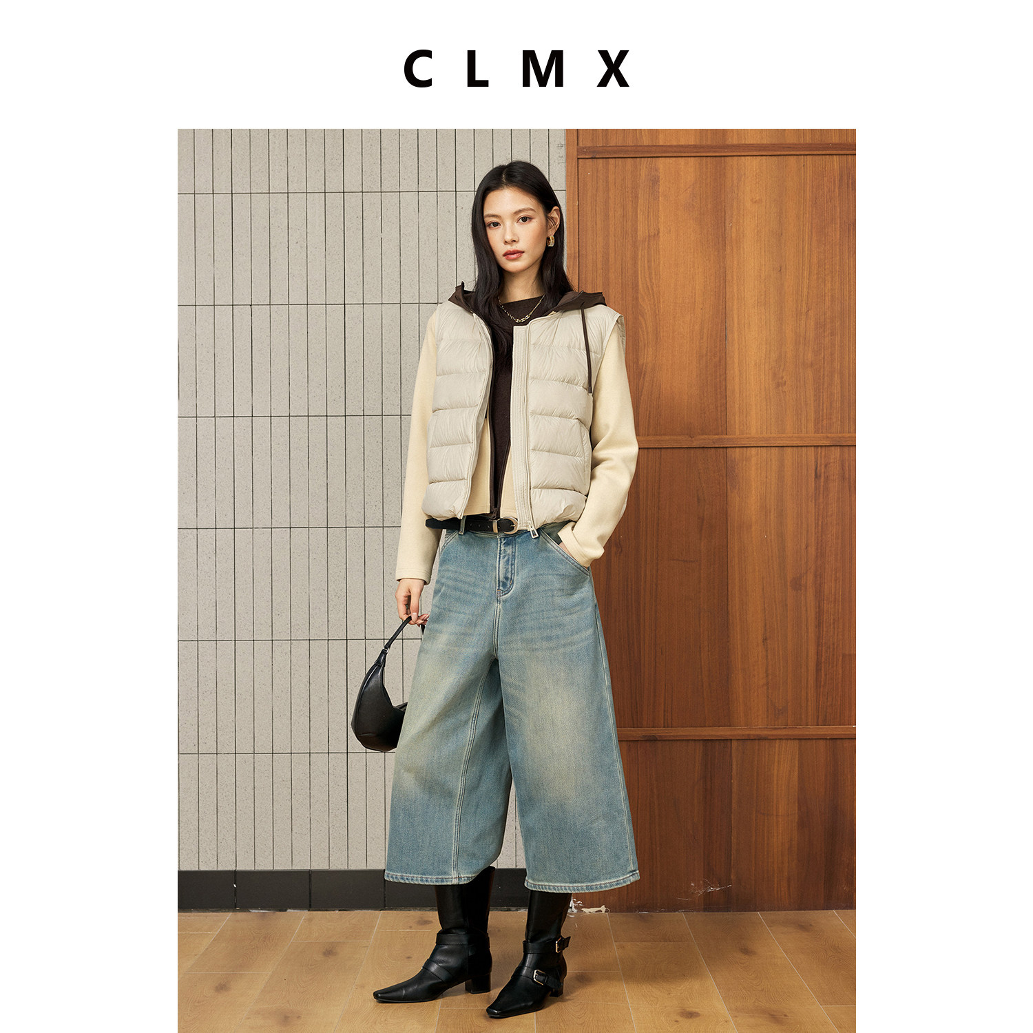 CLMX轻薄连帽马甲羽绒服女冬季