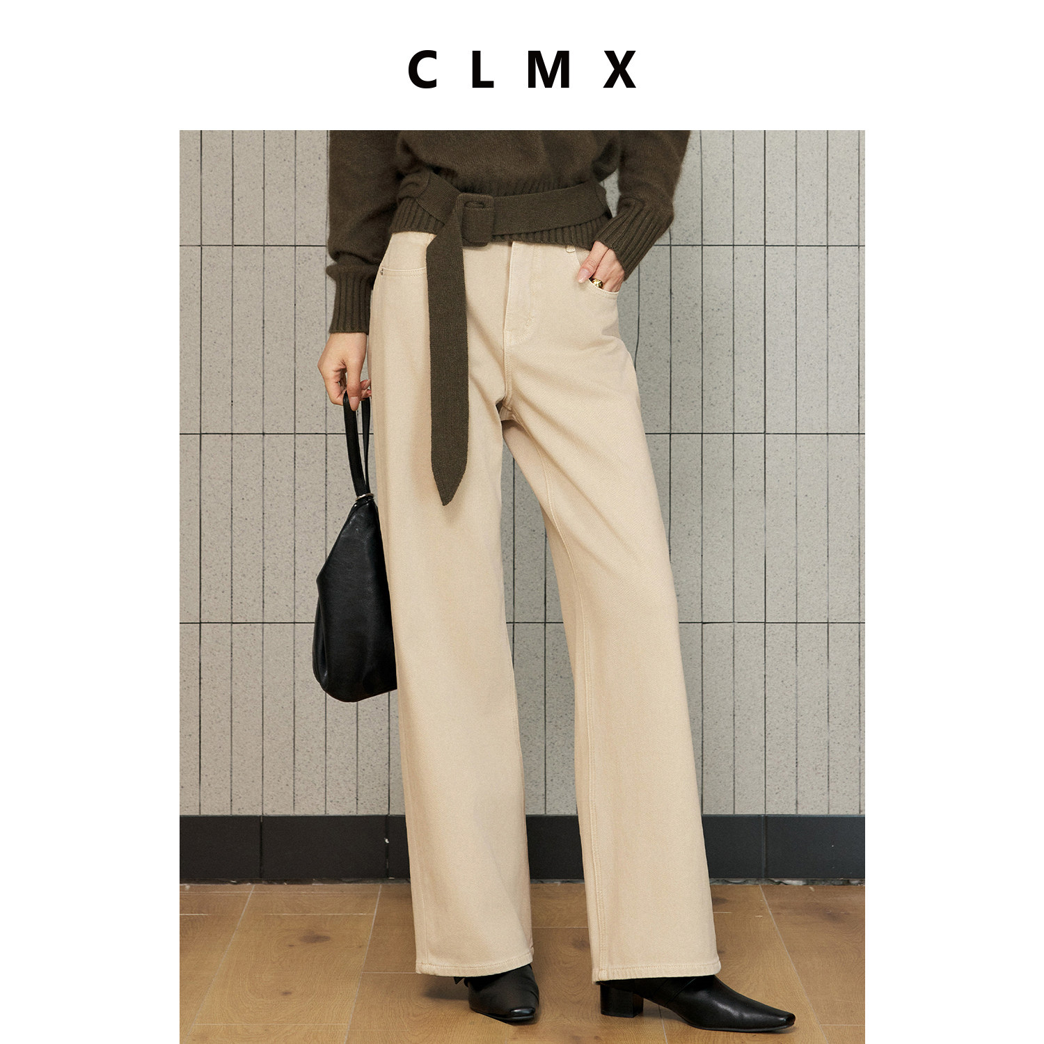 CLMX莱赛尔棉加绒收脚牛仔裤女