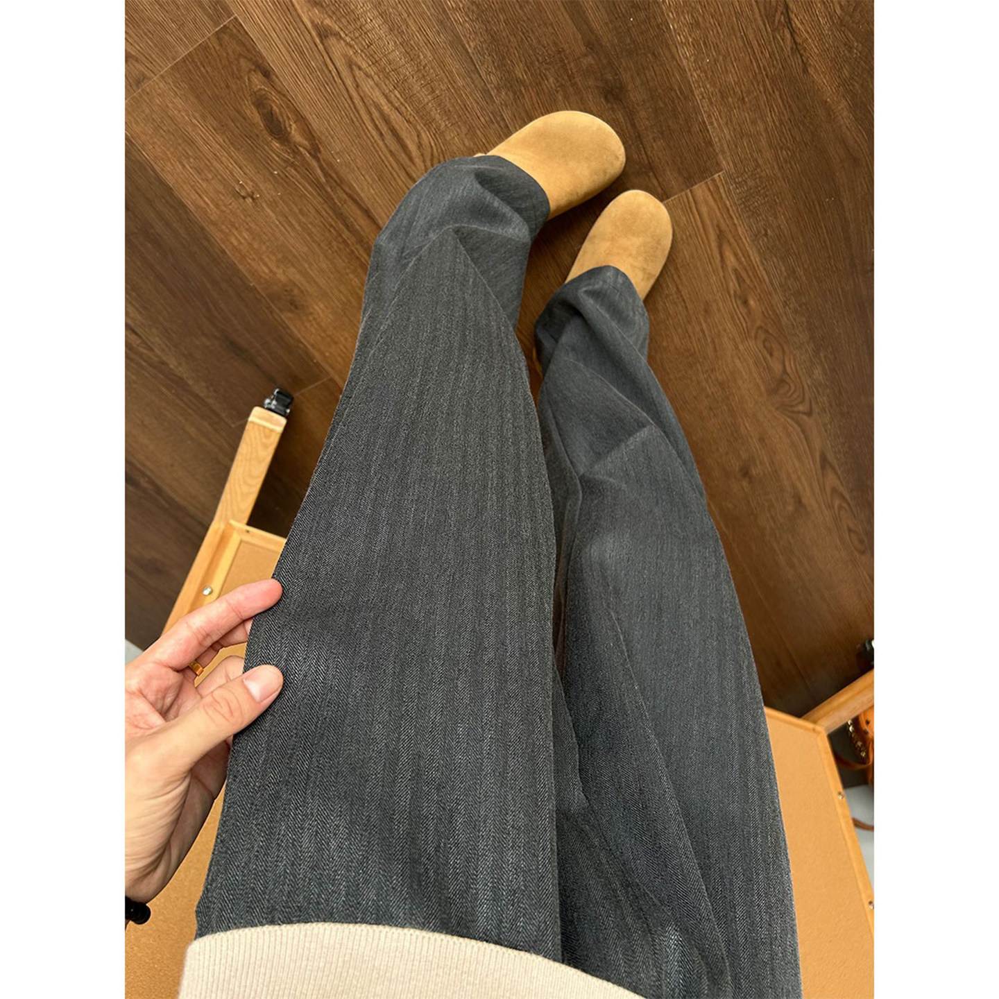 老钱风竖条纹裤子男款夏季松紧腰图片