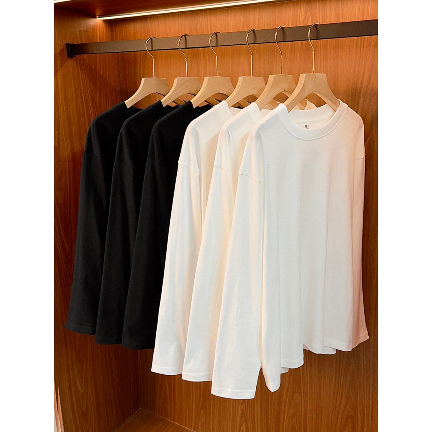 美式正肩重磅长袖t恤男款冬季新疆纯棉卫衣小领口白色内搭打底衫,男装,T恤,淘宝优惠券,粉丝福利购,淘宝优惠卷