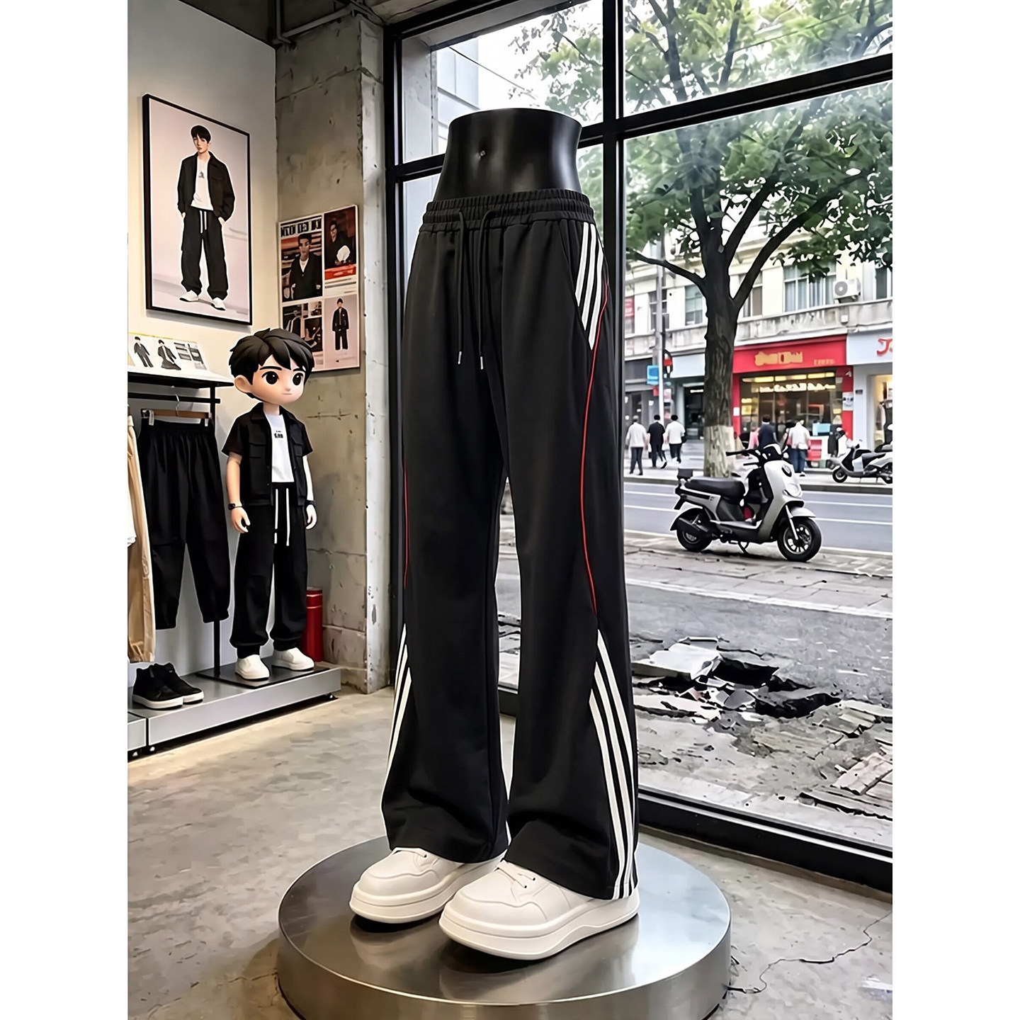 美式侧边条纹速干运动裤男款夏季图片