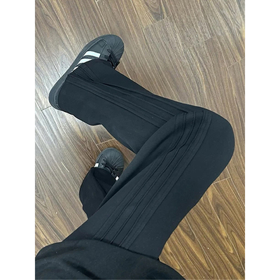 条纹运动卫裤男美式高街微喇裤子