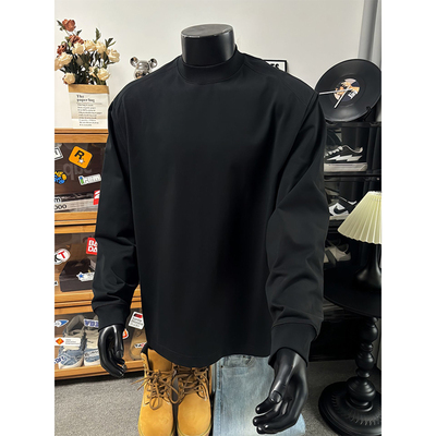 黑色长袖t恤男秋季美式高街卫衣