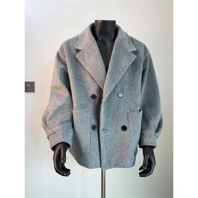 短款毛呢西装外套双排扣呢子大衣