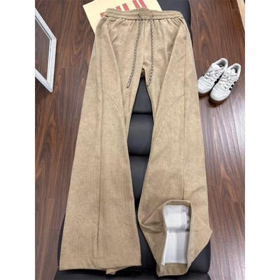 暗纹弯刀卫裤男款抽绳阔腿微喇裤