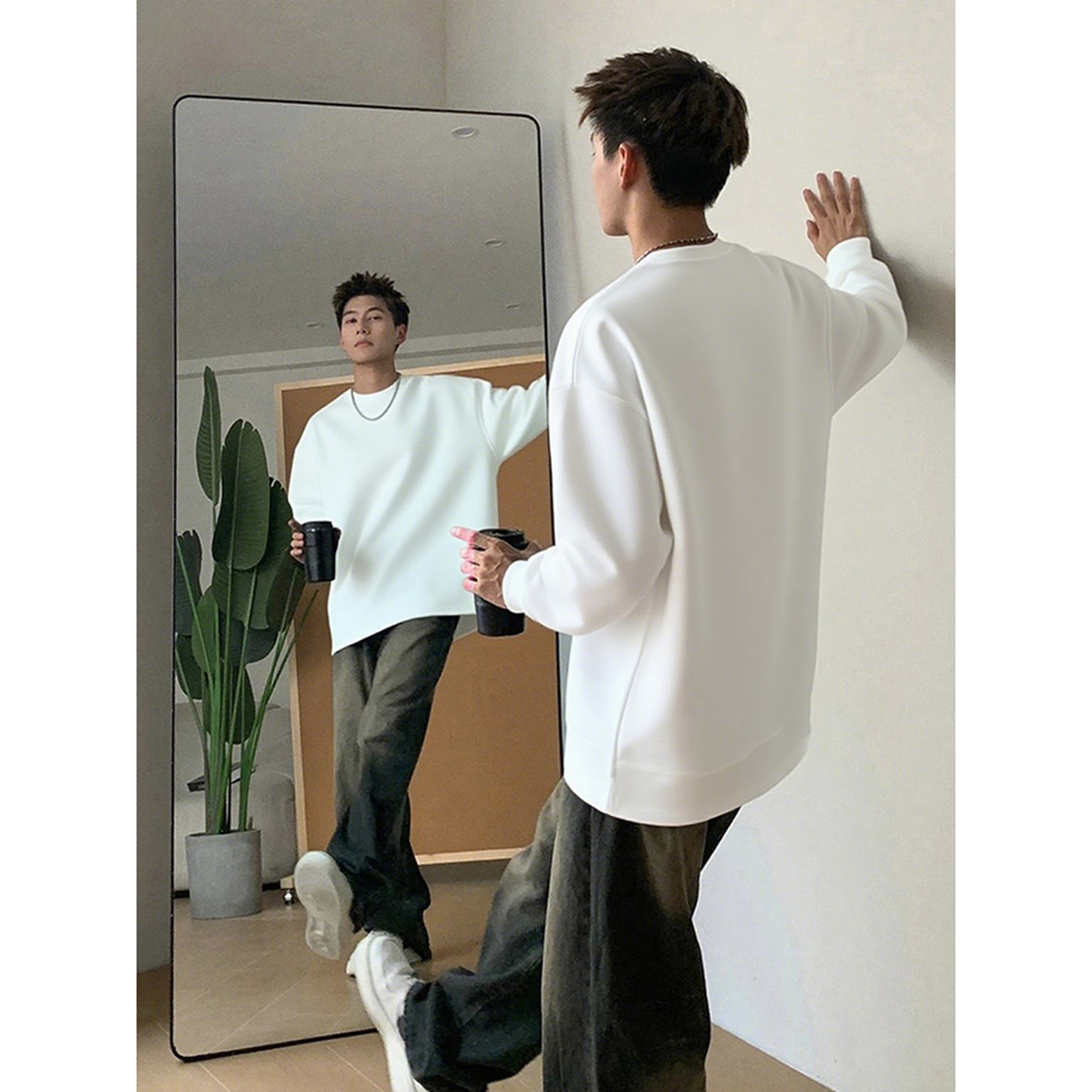 美式长袖t恤男秋冬纯棉圆领卫衣