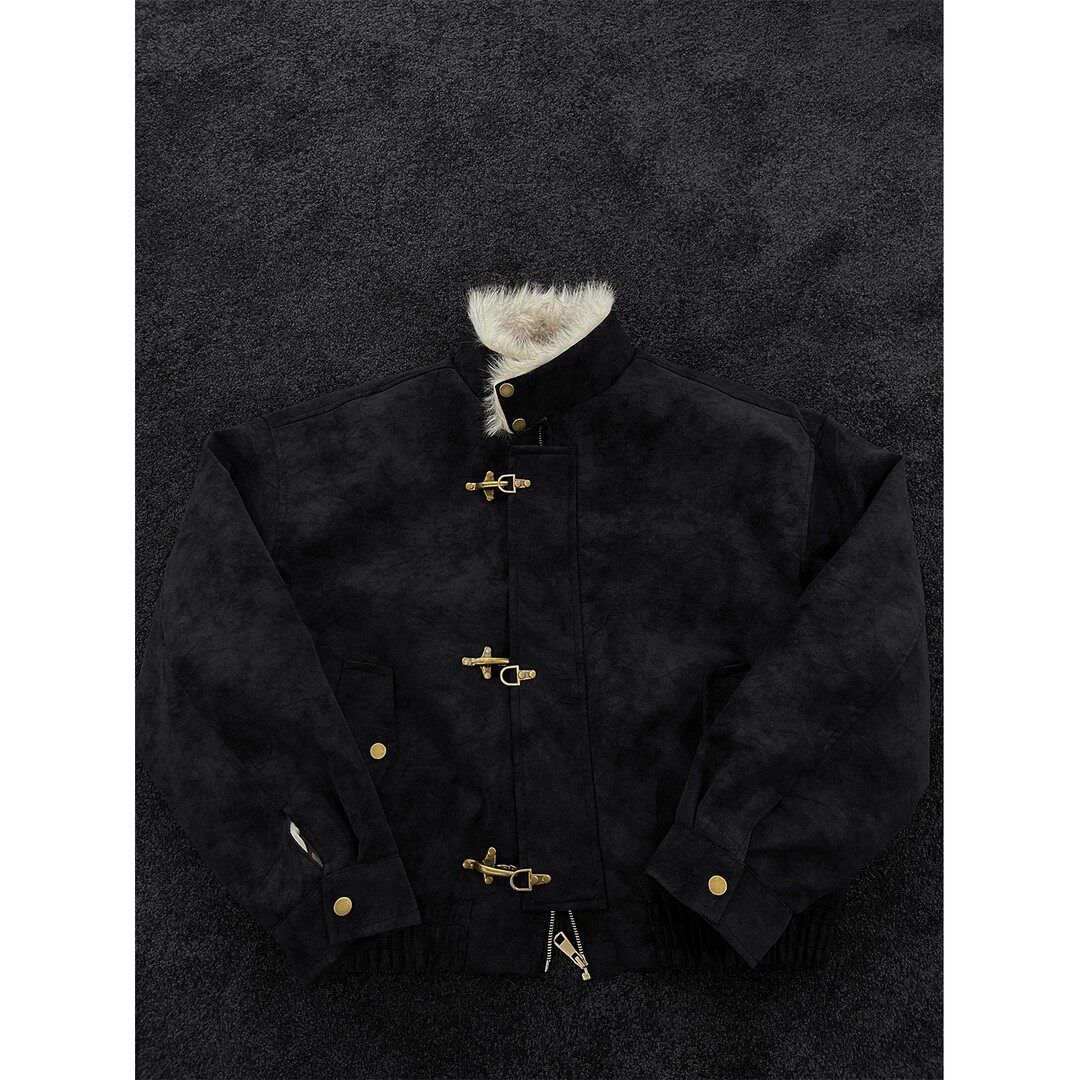 皮衣外套男款座山雕加厚毛领棉服