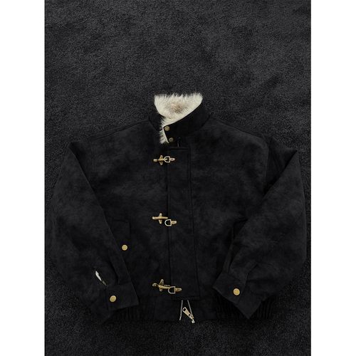 皮衣外套男款座山雕加厚毛领棉服