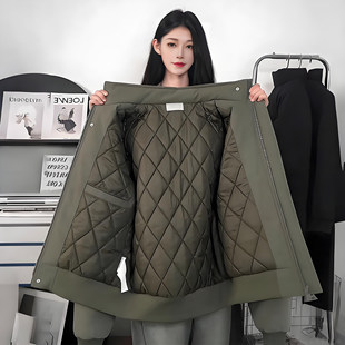 军绿色美式飞行夹克棉服男款冬季工装夹棉外套立领三防冲锋衣棉袄