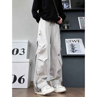 侧拉链软壳加绒冲锋裤男秋冬美式伞兵工装裤子防水防风户外登山裤