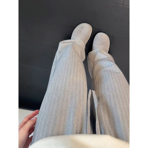 老钱风竖条纹裤子男夏季薄款直筒