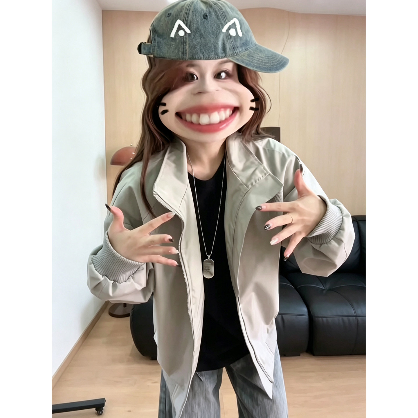 灰色解构拼接飞行夹克男女秋季短款三防立领外套正肩高级感棒球服