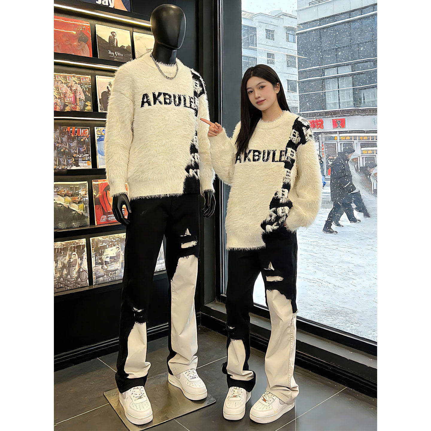 字母提花马海毛软糯毛衣男款秋冬加厚打底针织衫韩系慵懒情侣外套,男装,针织衫/毛衣,淘宝优惠券,粉丝福利购,淘宝优惠卷