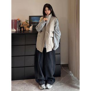 米灰色短款羽绒马甲男冬季叠穿无袖坎肩背心外穿立领情侣棉服外套