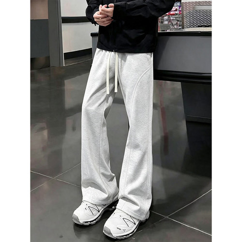 美式斜切灰色弯刀卫裤男款秋季