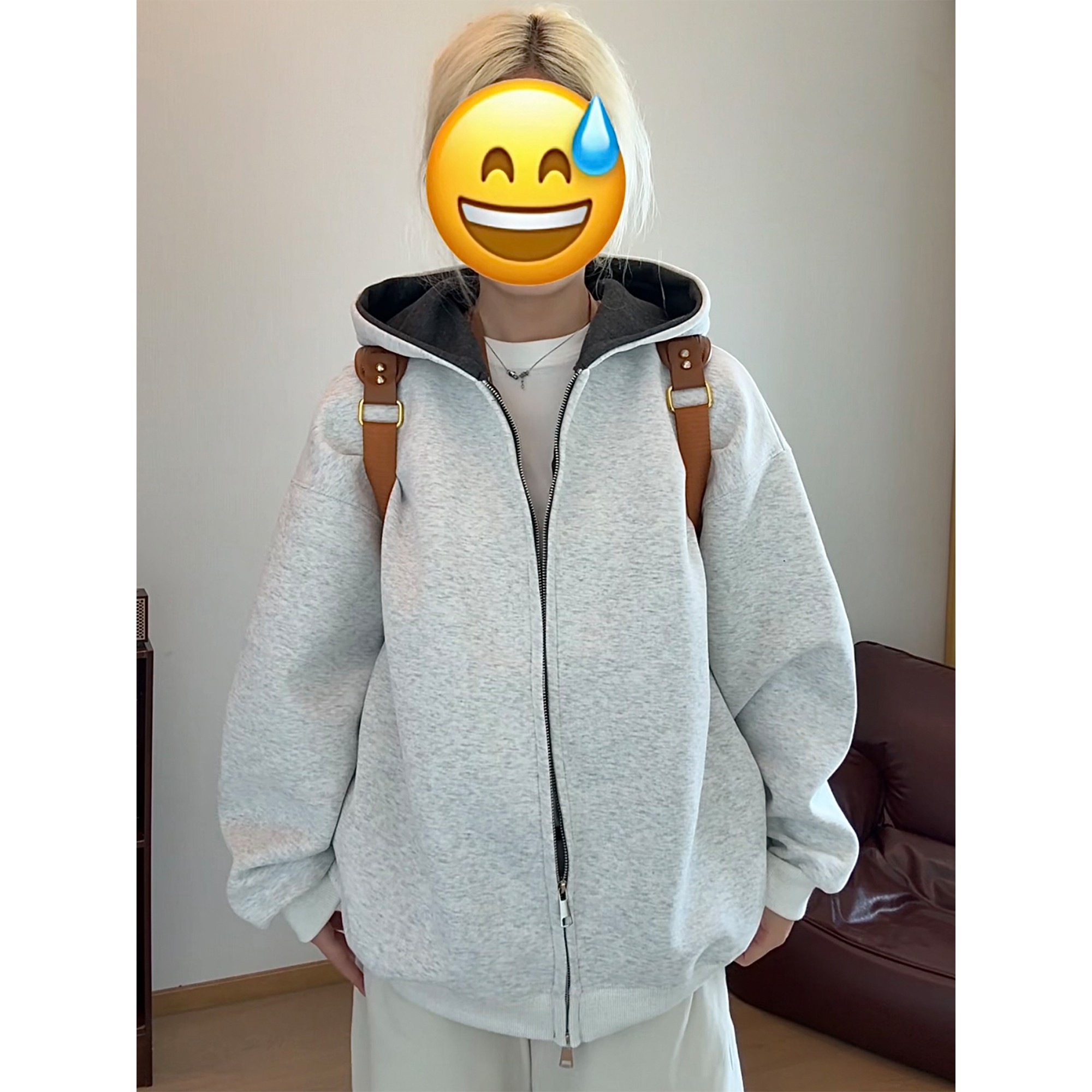 拉链开衫连帽卫衣男正肩硬挺外套