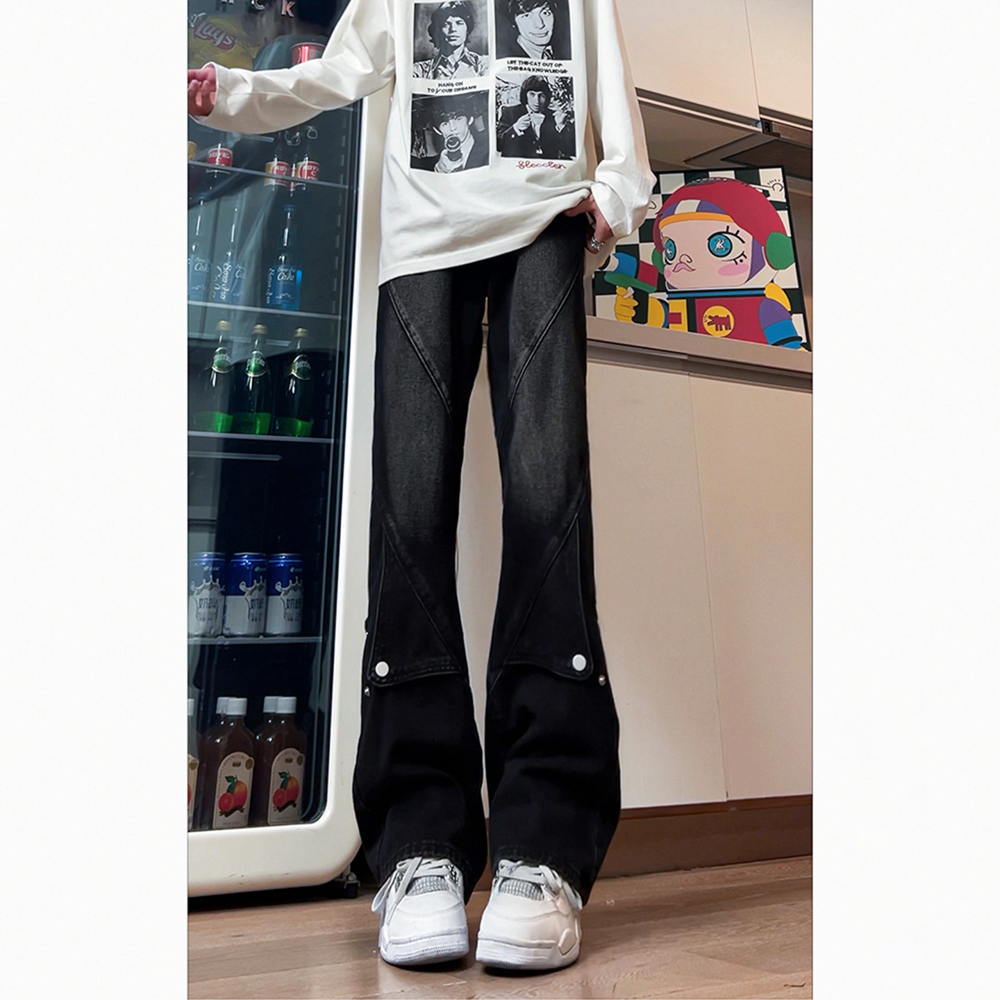 铆钉伐木工装牛仔裤美式高街裤子