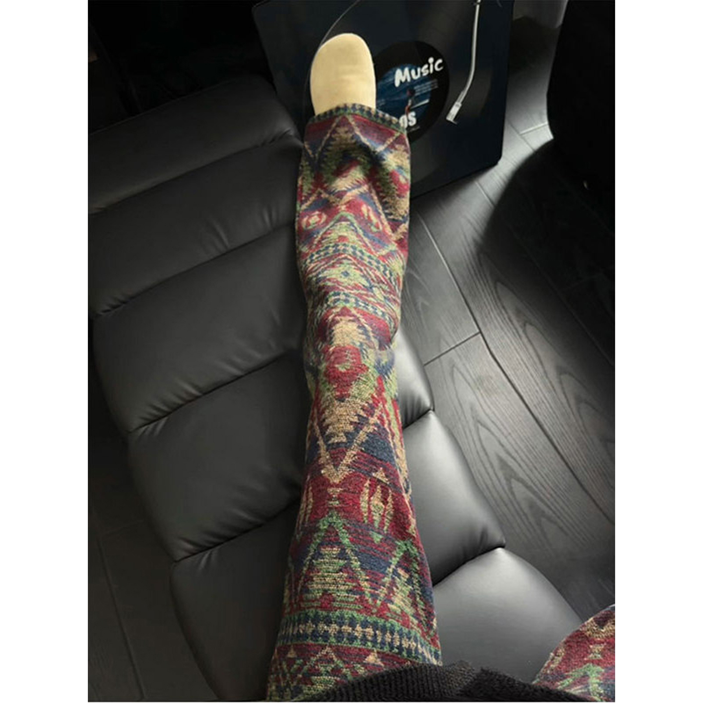 民族风针织卫裤男款加绒加厚裤子