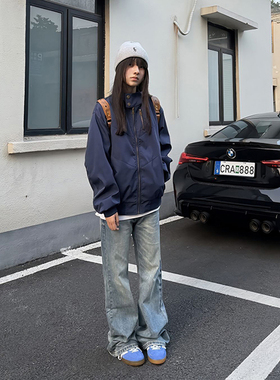 cra浅蓝色水洗微喇牛仔裤男秋冬美式高街裤子显瘦修身窄版直筒裤