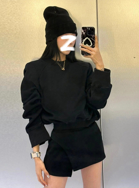 黑色卫衣套装裙女御姐漂亮冬装2026超火穿搭一整套两件冬季高级感