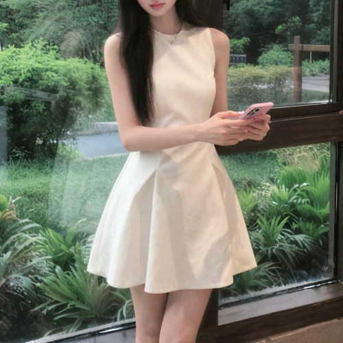 白色无袖连衣裙女夏季【热销款】