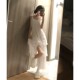 白色吊带连衣裙女内搭绝美蛋糕长裙子高级感小白裙海边小个子蕾丝