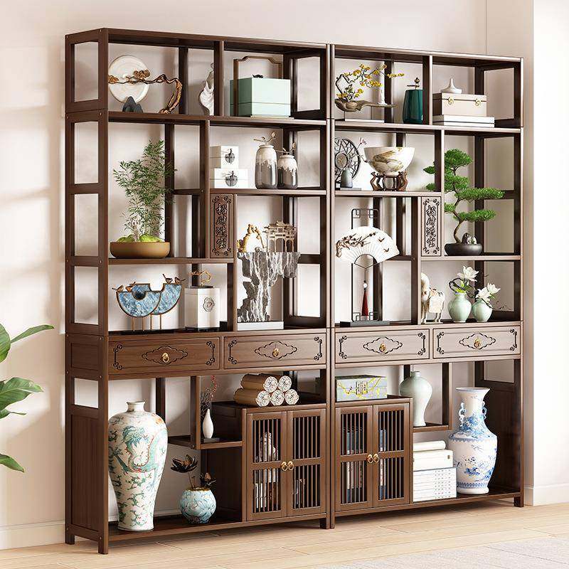 新中式博古架茶具茶柜置物架子茶室非实木多宝阁展示柜古董摆放架