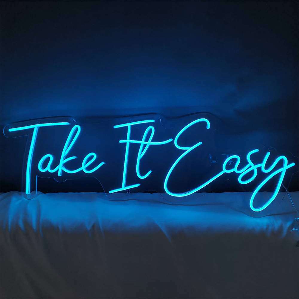 亚克力英文霓虹灯发光字招牌Take it easy字母造型灯外贸义乌供货
