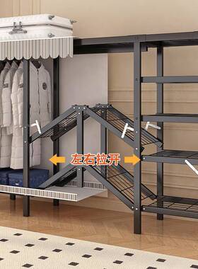 工厂直销28MM钢管加粗加厚可折叠式免安装衣柜全钢架简易布衣柜