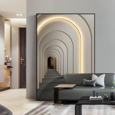 2Fled灯画入户玄关装饰画简约竖版客厅走廊落地壁画空间延伸感挂