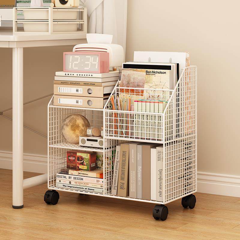 儿童书架置物架落地可移动小书柜桌边学生书本收纳架书桌旁健之章