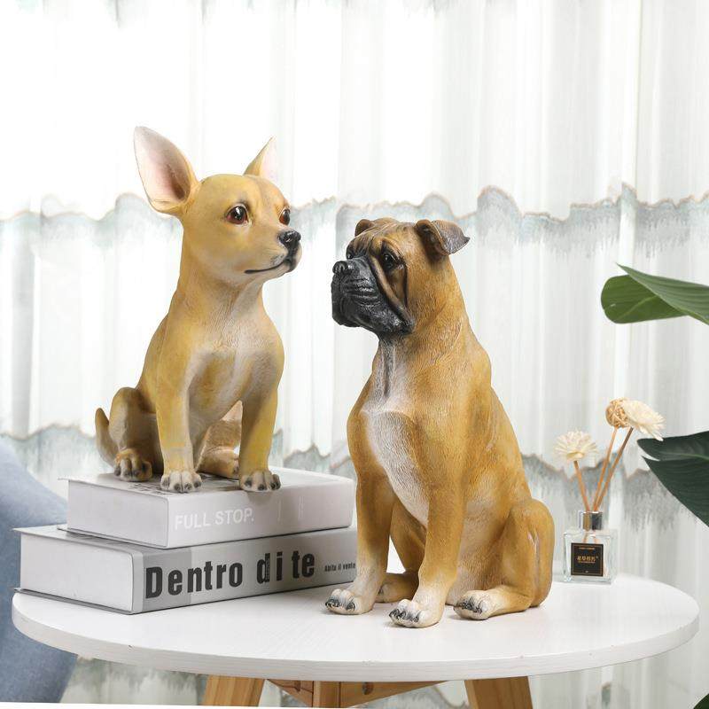 仿真狗摆件杜宾犬动物模型雕塑客厅玄关电视柜装饰树脂工艺品
