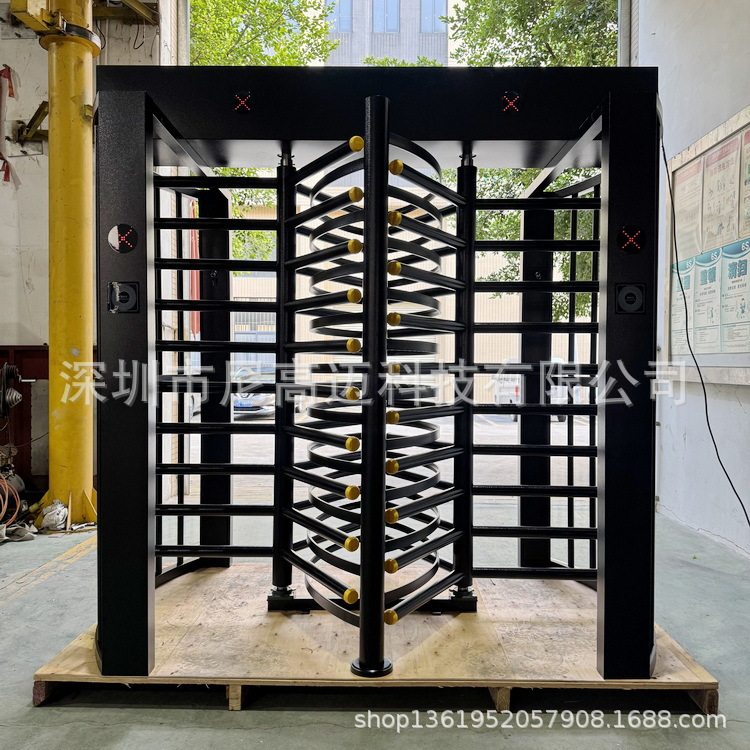 封闭式等高120度双通道单向进出旋转栅尼高迈加厚不锈钢防尾随门