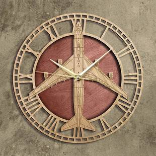 木制挂钟波音E-4B守夜者末日空中指挥所现代墙面钟装饰壁钟