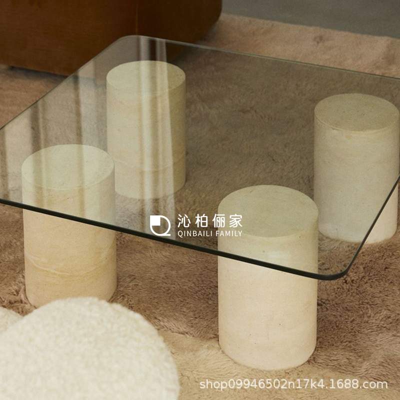 简约北欧网红钢化玻璃沙发茶几诧寂风轻奢现代小户型客厅家用茶桌