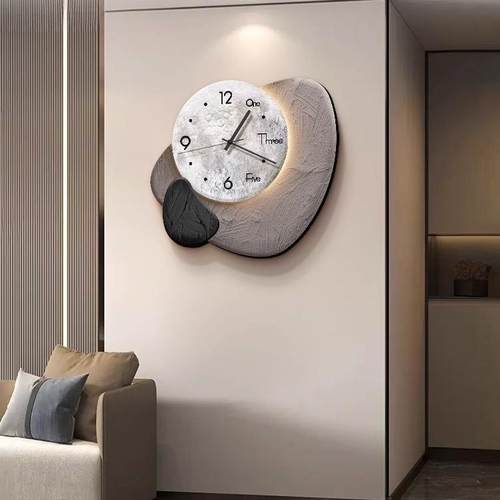石来运转餐厅钟表挂墙装饰画创意立体高级感客厅挂钟餐桌墙面时钟