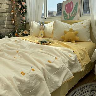 通用宿舍单人学生空调被子被芯女 ins毛巾绣夏被四件套夏凉被四季